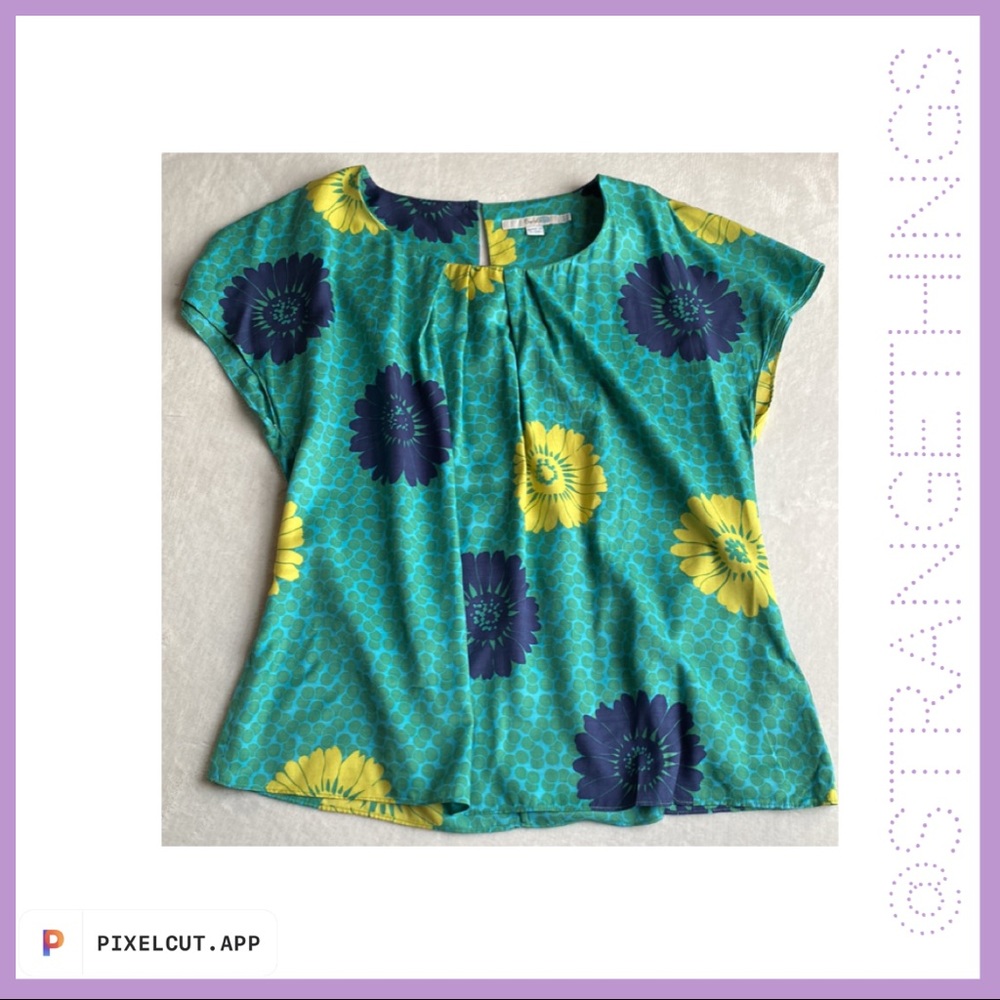 Boden short sleeved blouse pop floral print size 10
